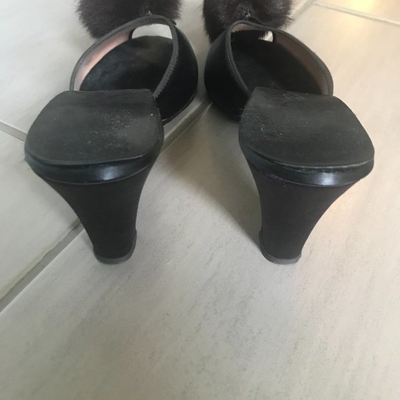 Vintage 1950s Daniel Green Fur and Satin Mules - Picture 6 of 9